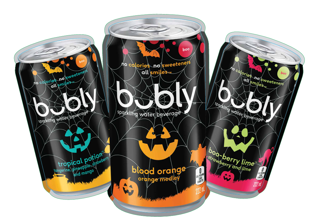 bubl sparkling water launches three new flavours in mini cans for the Halloween season